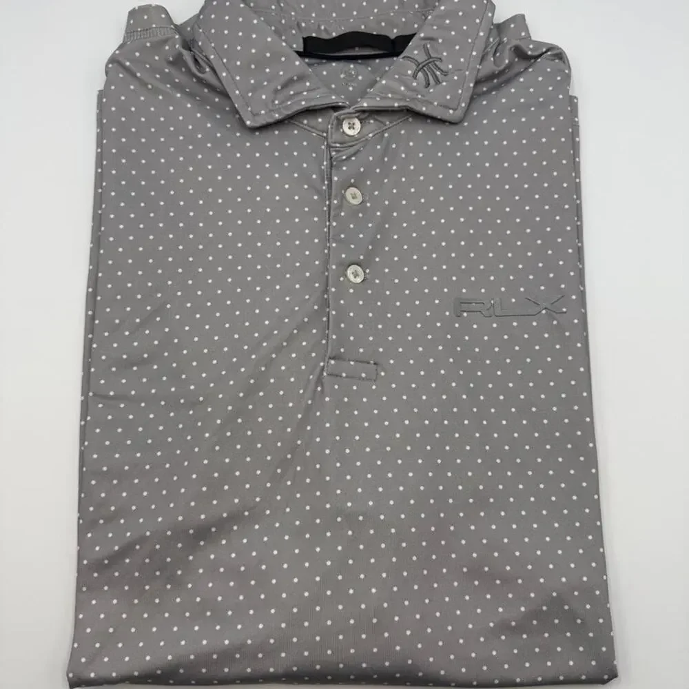 Ralph Lauren x golf polo grey white polka dot size XL